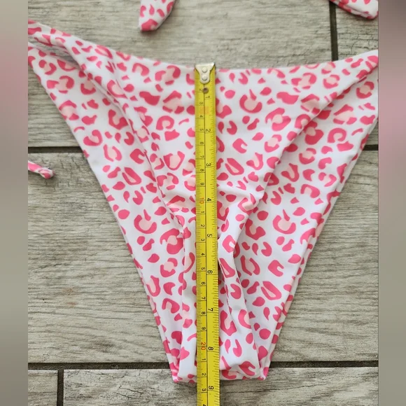 ZAFUL Leopard Side Tie Push Up Bikini Swimwear Set Sz Medium Pink Underwire NEW - Picture 5 of 9